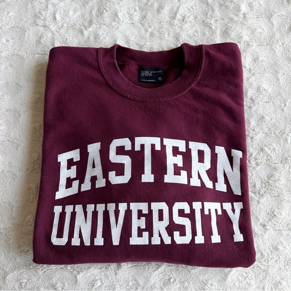 Vintage Eastern University Crewneck Sweatshirt Mens XL Maroon Eagles Spell Out